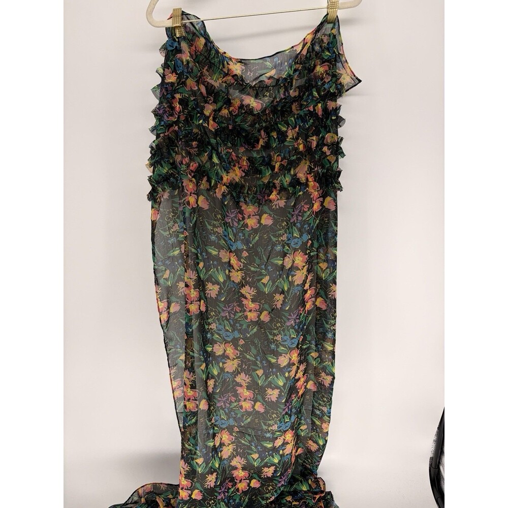 NWT Ted Baker Liyana Floral Ruffle Scarf Floral Eclectic Artsy